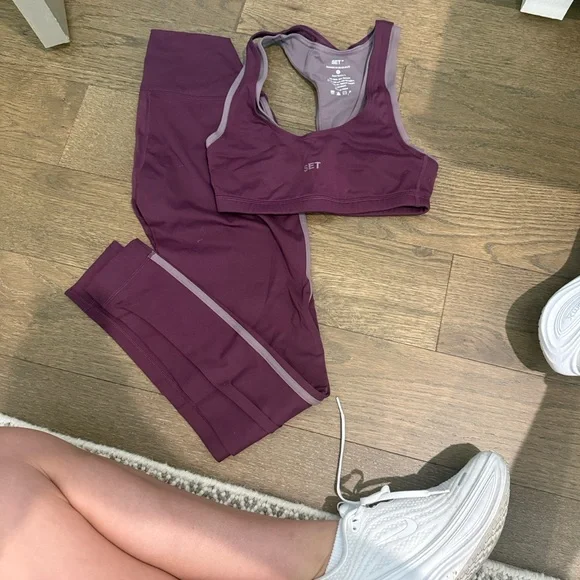 SET Active Plum Striped Knit Sweater set - Picture 3 of 6